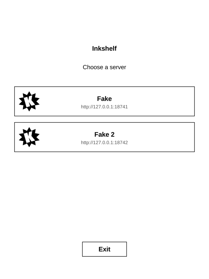 Pick a server: The servers listed in config.json, here two fake ones run by the emulator.